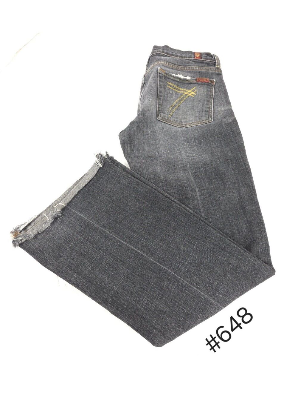 7 For All Mankind Dojo Button Zip Denim Medium Wash Jeans Womens Size 28 Black